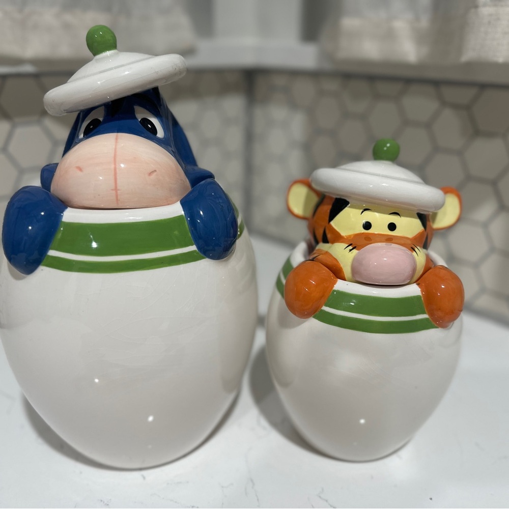 Disney Ceramic Cookie Jar Set - Eeyore and Tigger (vintage)